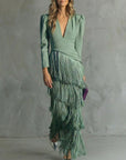 Chiara | Elegante Jurk met Franje Mouwen