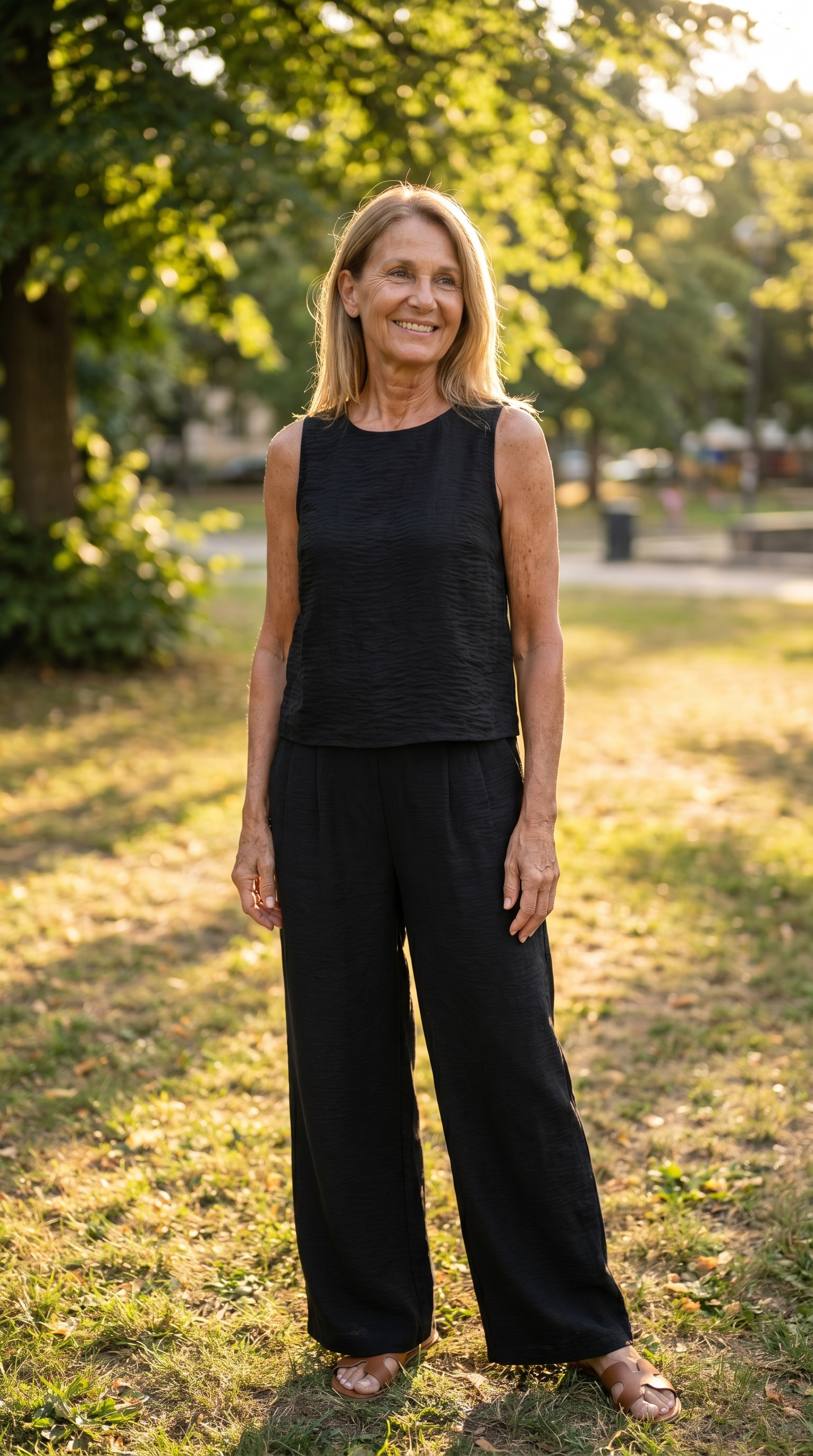 Brigitte - Divdaļīgs komplekts ar bezpiedurkņu topu un biksēm