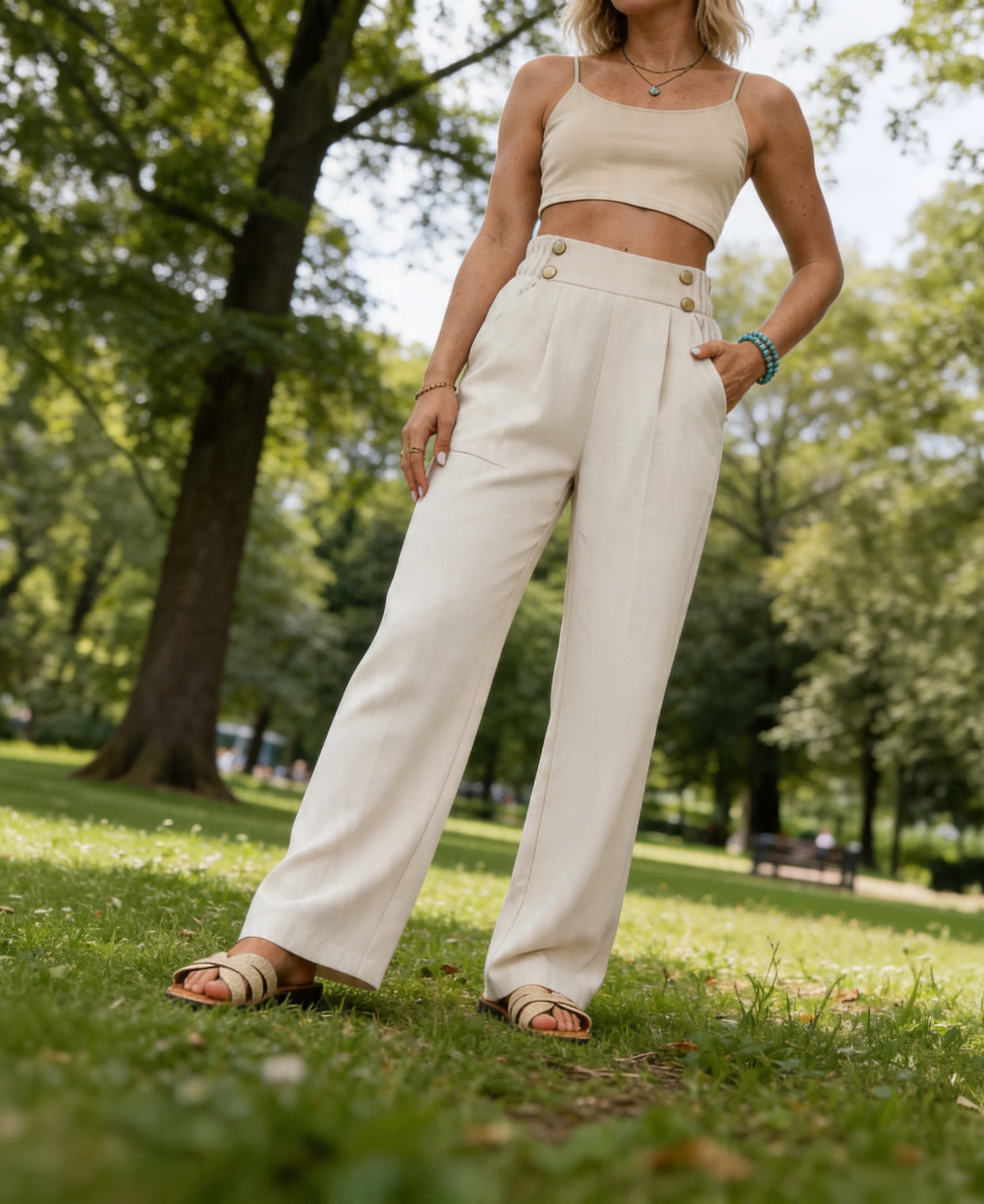 Anita – Pantalón Casual Recto con Bonitos Detalles
