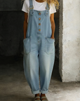 Carmen - Vintage denim jumpsuit van zacht katoen met verstelbare schouderbanden