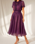 Flavia | Maxi Jurk met Druppelnek en Kant Chiffon Rand