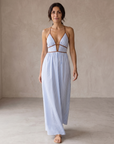 Laurina | Lange Gestreepte Jurk met Cut-out Hals