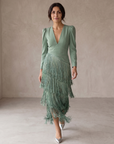Chiara | Elegante Jurk met Franje Mouwen