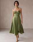 Liora | Elegante Midi Jurk Zonder Schouderbanden