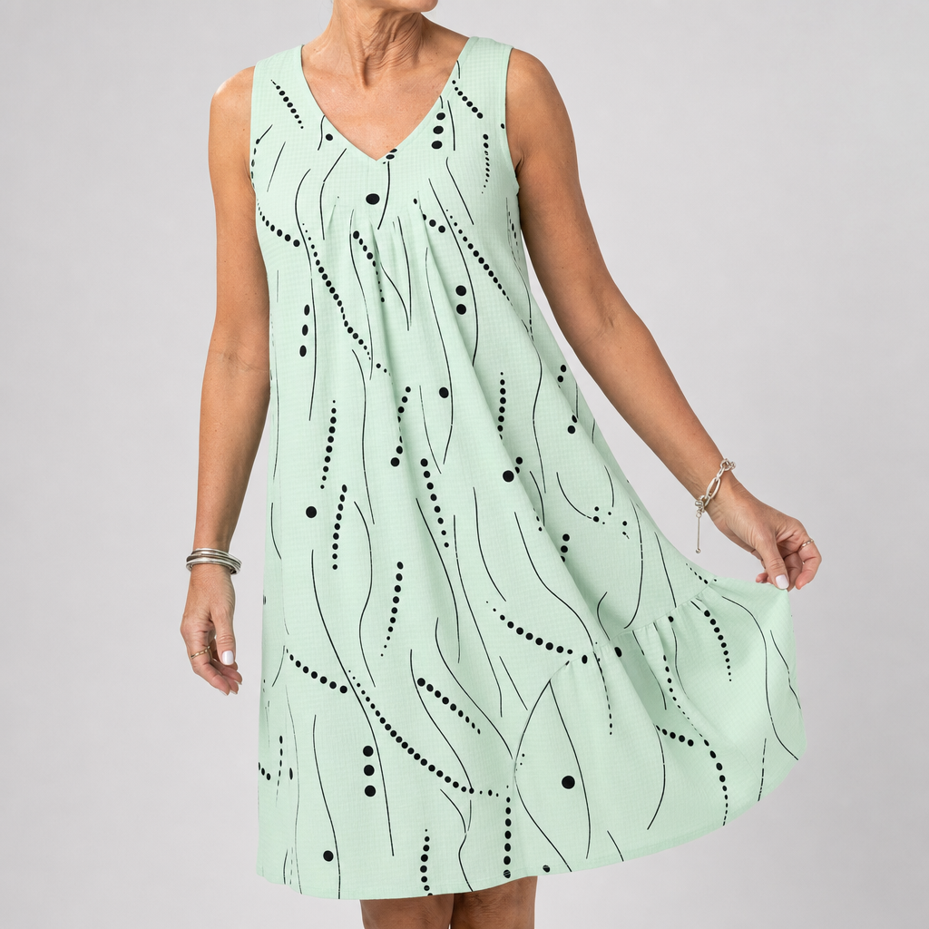 Rianne | Mouwloze Jurk met V-Hals en Print