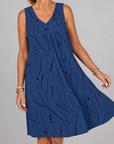 Rianne | Mouwloze Jurk met V-Hals en Print