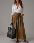 Janna - Twee-delig Set: Zwarte Top en Olijfgroene Midi Rok