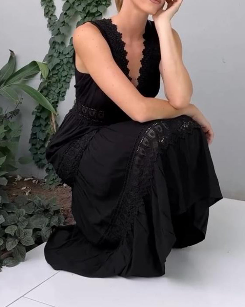 By Esmee - Mouwloze boho-midijurk met kanten details