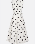 Zwart-witte klassieke polka dot Franse mouwloze midi-jurk