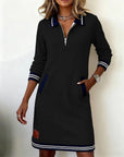 Nikky - Tijdloze katoenen midi-jurk met lange mouwen