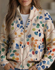 Imogene™ | Botanische Bladprint Zip Cardigan