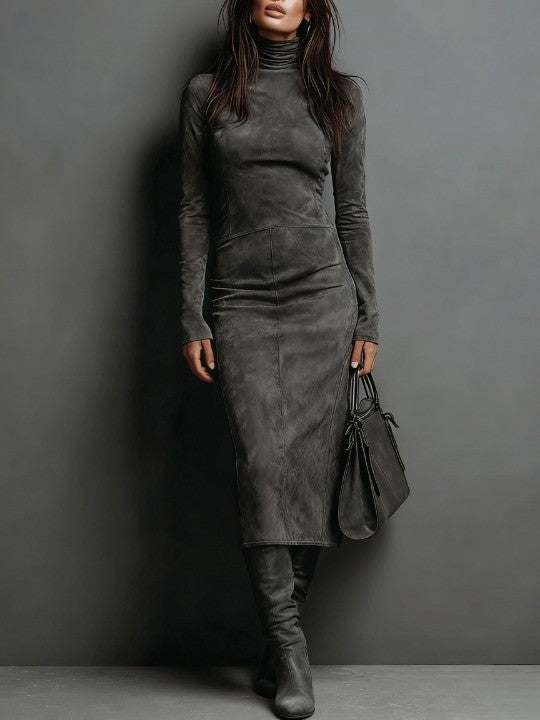 Lory - Lange maxi jurk in bruin