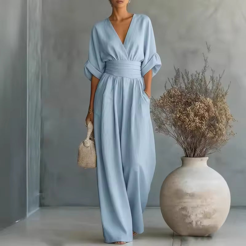 Saskia | Elegante Wide-Leg Jumpsuit met Diepe V-Hals