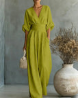 Saskia | Elegante Wide-Leg Jumpsuit met Diepe V-Hals