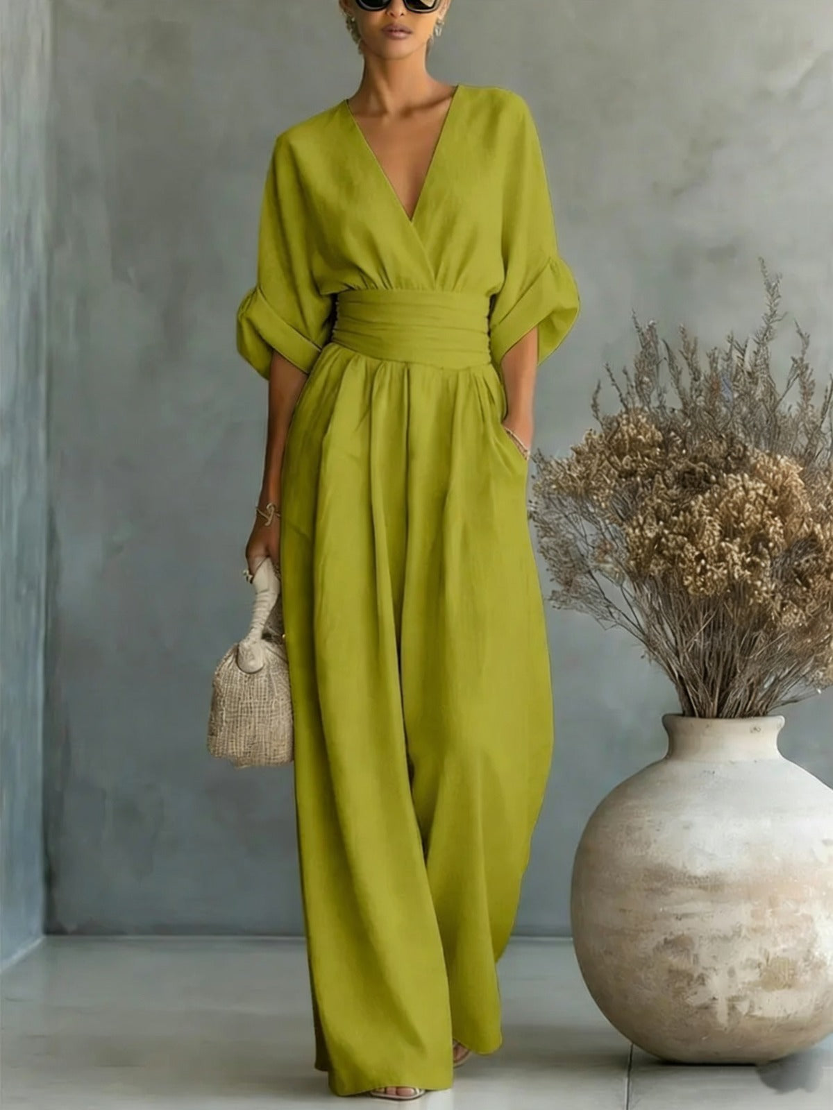 Saskia | Elegante Wide-Leg Jumpsuit met Diepe V-Hals