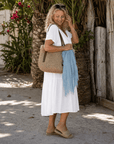 Melaris | Laagjes V-Hals Relaxed Korte Mouwen Midi Jurk