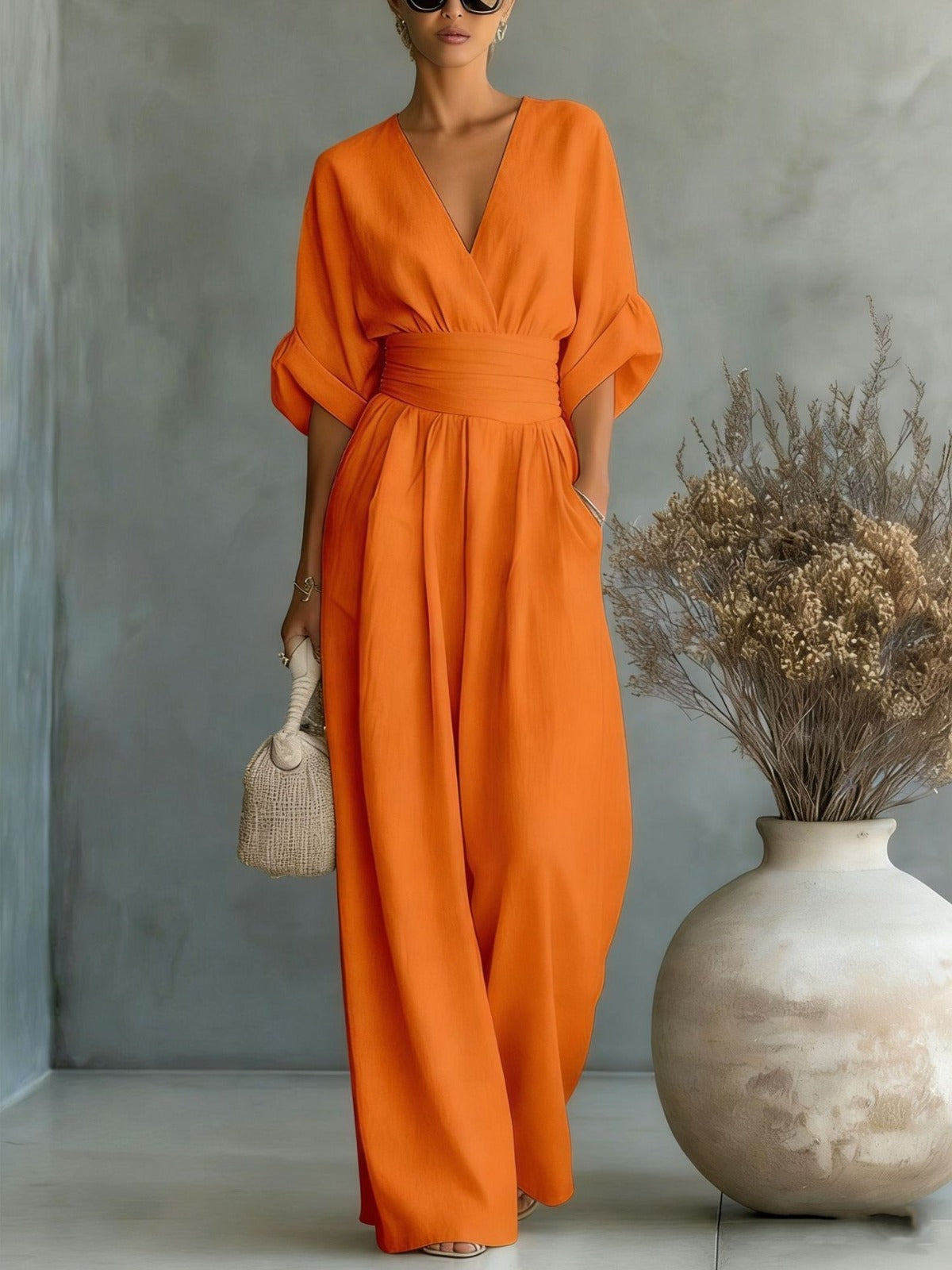 Saskia | Elegante Wide-Leg Jumpsuit met Diepe V-Hals