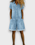 Sofía - Korte vintage salopette van katoen met denimlook