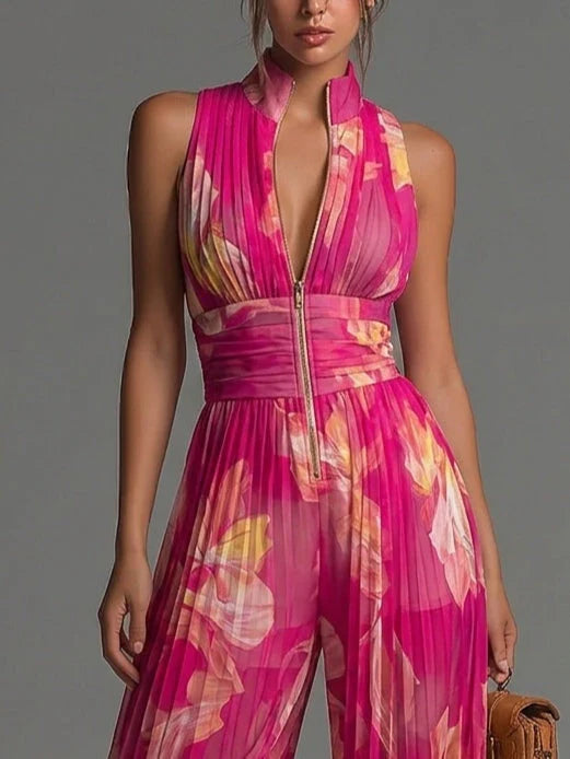 Priscilla | Plissé Jumpsuit met Halterhals