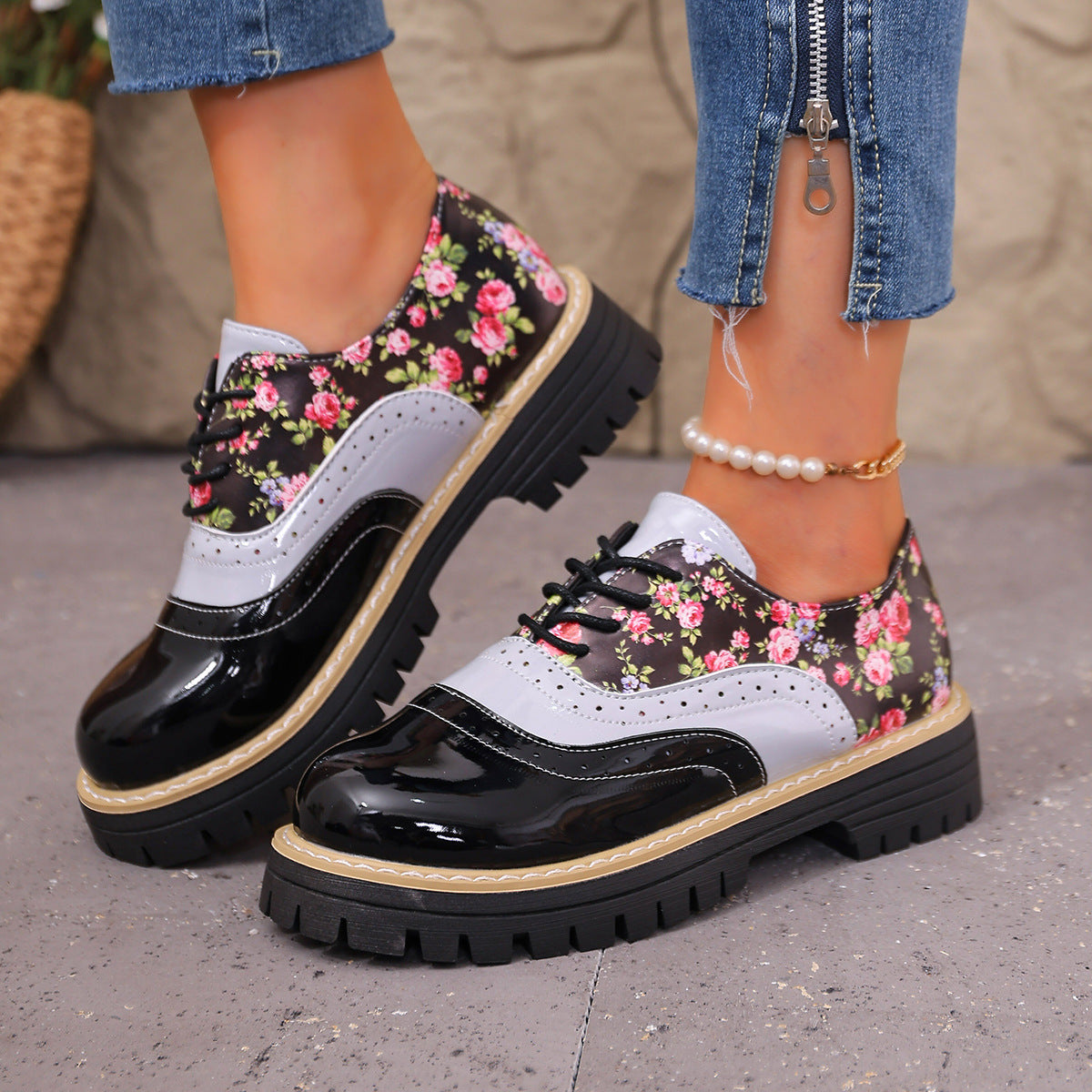 Roosmarijn | Oxford schoenen met bloemenprint