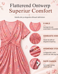 Dionne - Damesjurk met V-hals, bloemenprint en gedraaide taille