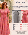 Dionne - Damesjurk met V-hals, bloemenprint en gedraaide taille