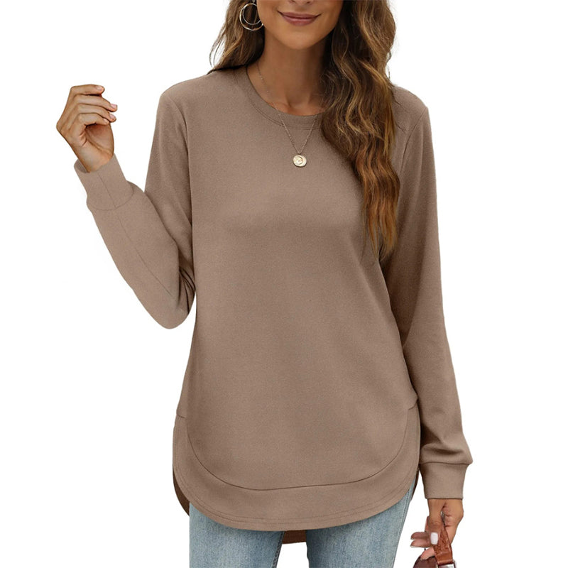 Lizza - Sweatshirt met ronde hals en afgeronde onderrand