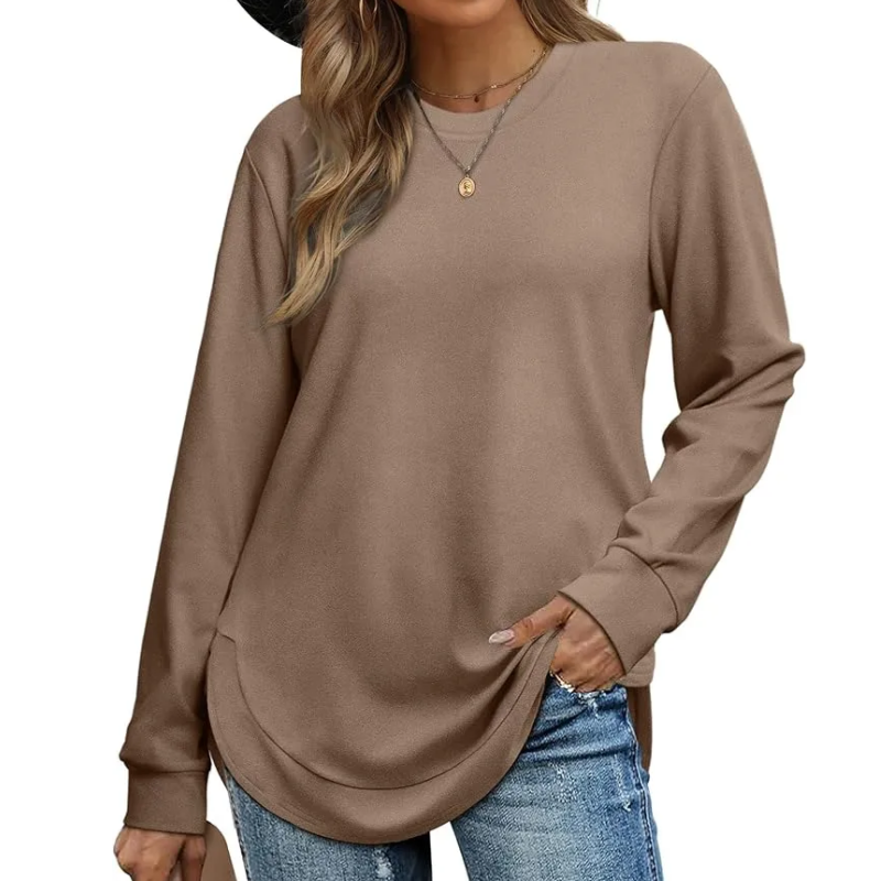 Lizza - Sweatshirt met ronde hals en afgeronde onderrand