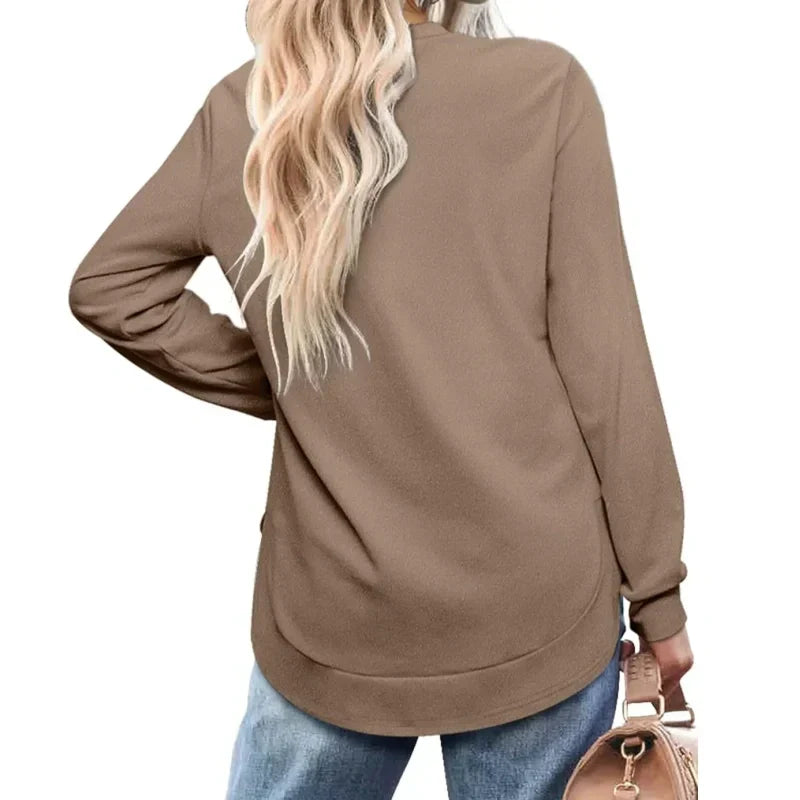 Lizza - Sweatshirt met ronde hals en afgeronde onderrand