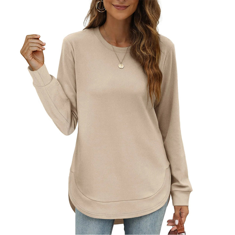Lizza - Sweatshirt met ronde hals en afgeronde onderrand