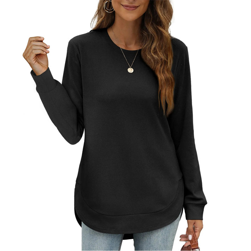 Lizza - Sweatshirt met ronde hals en afgeronde onderrand