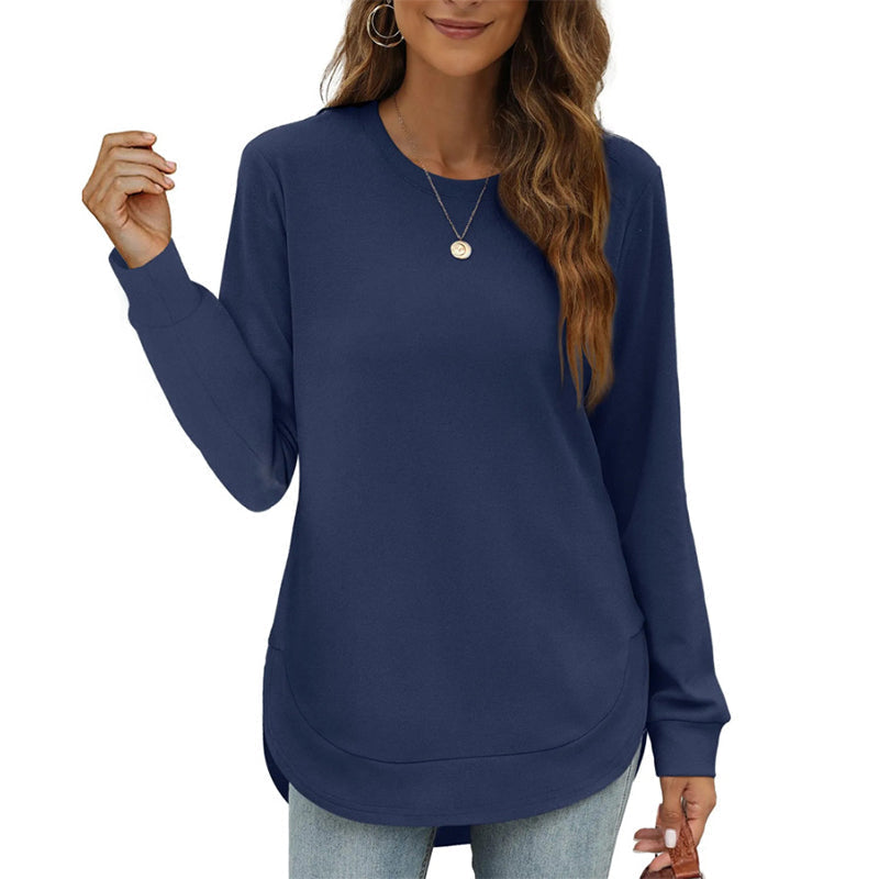 Lizza - Sweatshirt met ronde hals en afgeronde onderrand