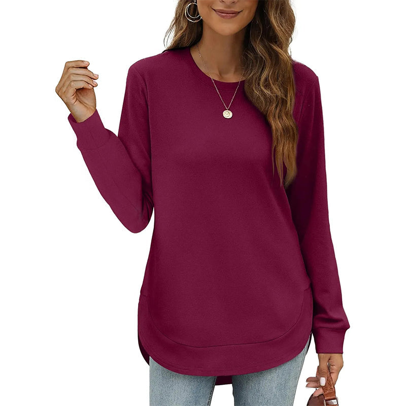 Lizza - Sweatshirt met ronde hals en afgeronde onderrand