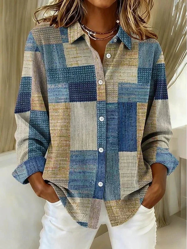 Merritt™ | Vintage Patchwork Knopen Blouse