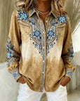 Tucson™ | Vintage Westerse Bloemenknopen Blouse