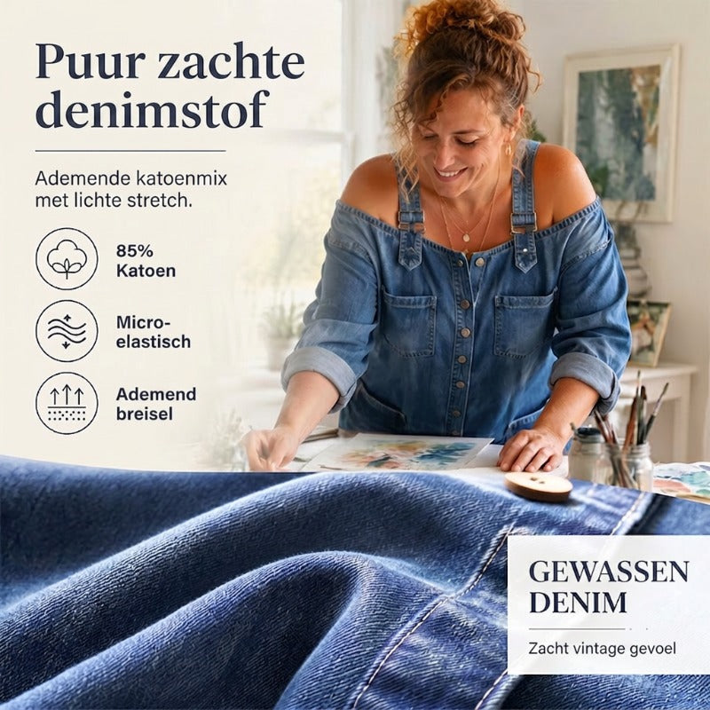 Nathalie - Jumpsuit met open schouders, wijde pijpen en zakken