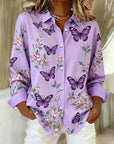 Dahlia™ | Speelse Vlinderprint Knopblouse