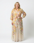 Cressida | Maxidress met bloemenprint en transparante stof met lange mouwen