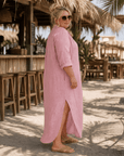 Vipro | Elegante Strandjurk met Relaxte Pasvorm en Knoopsluiting