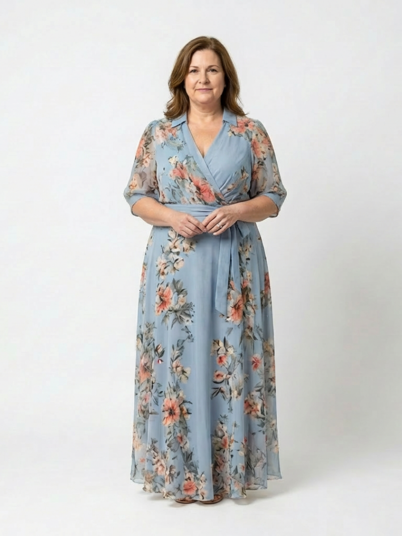 Elowen | Maxi jurk met V-hals en bloemenmotief