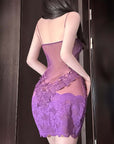 Leslie - Sexy nachthemd in effen kleur met kant