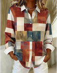 Merritt™ | Vintage Patchwork Knopen Blouse