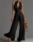 Priscilla | Plissé Jumpsuit met Halterhals