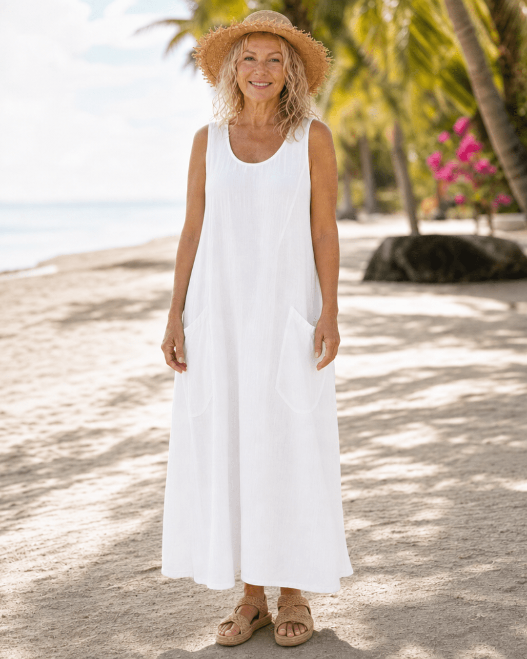 Zemrina | Mouwloze Midi-jurk met Zakdetails