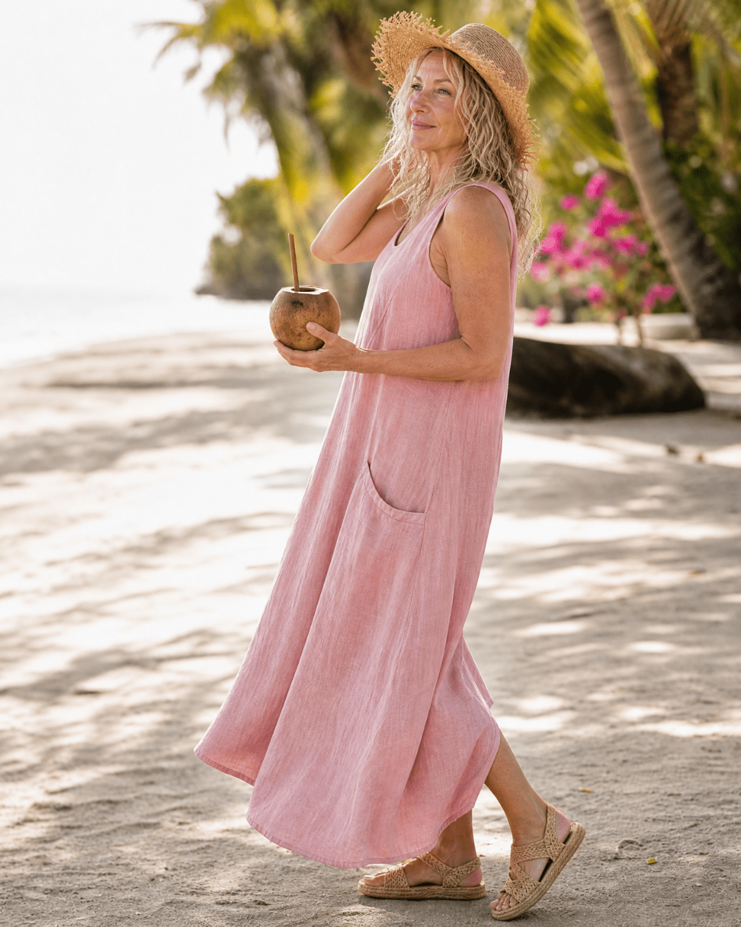 Zemrina | Mouwloze Midi-jurk met Zakdetails